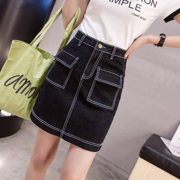 Deeeze Pocket Front Denim Skirt